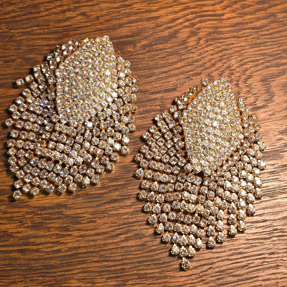 Enormous fancy earring pair - Vintage '80s Sparkle jewelry